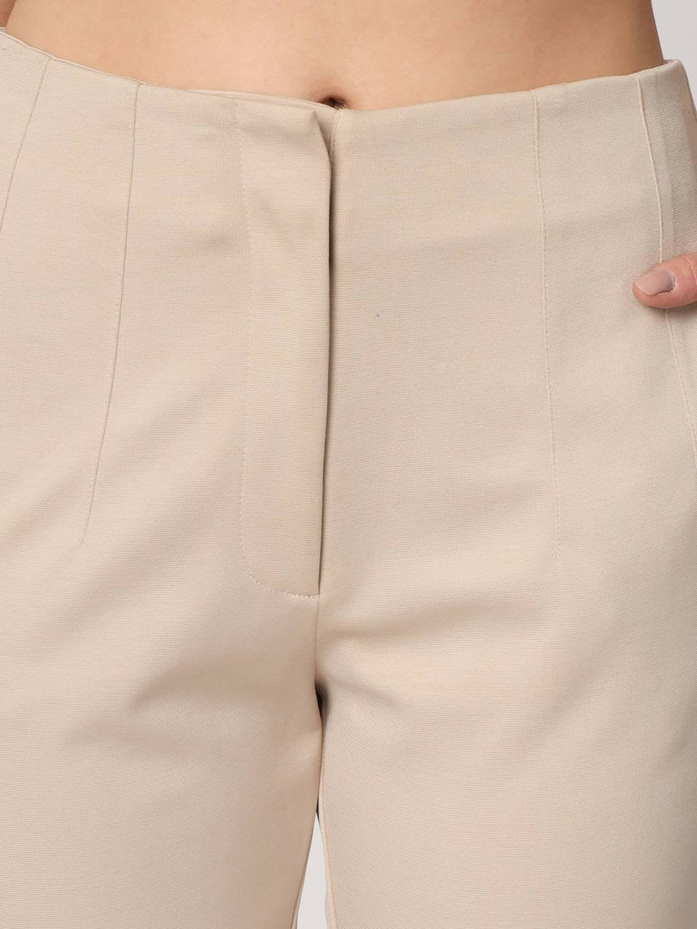 Beatnik Beige Pleated Womens Trousers Beatnik India