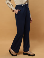 Beatnik Wide Leg Full Length Solid Womens Trousers Beatnik India
