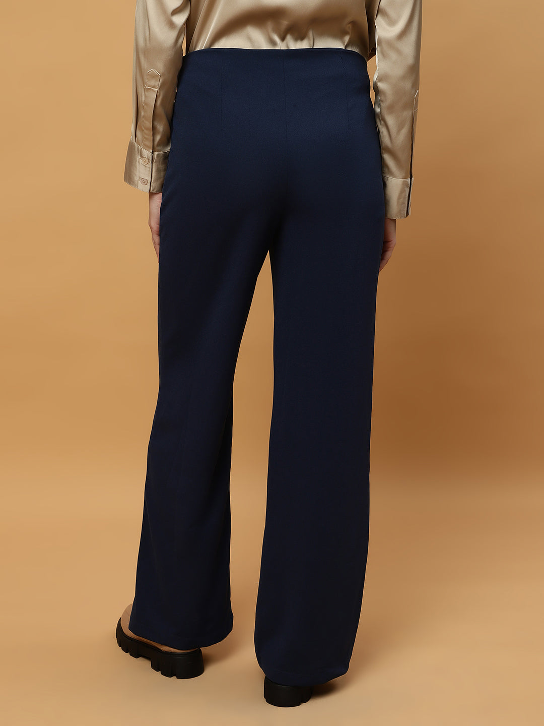 Beatnik Wide Leg Full Length Solid Womens Trousers Beatnik India