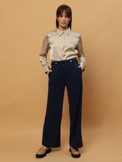 Beatnik Wide Leg Full Length Solid Womens Trousers Beatnik India