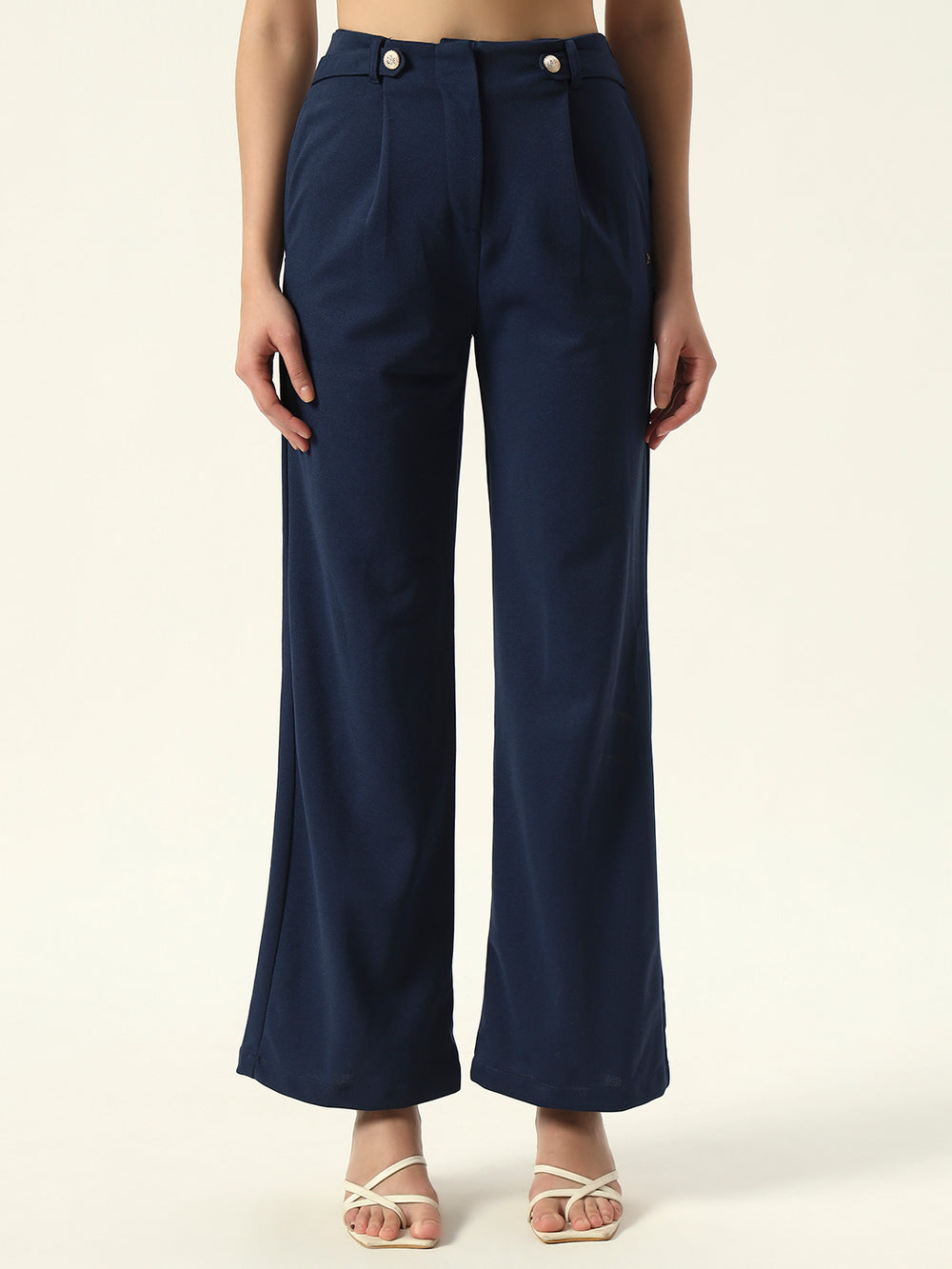 Chic Comfort: Wide-Leg Elegance by Beatnik Navy Blue Trouser