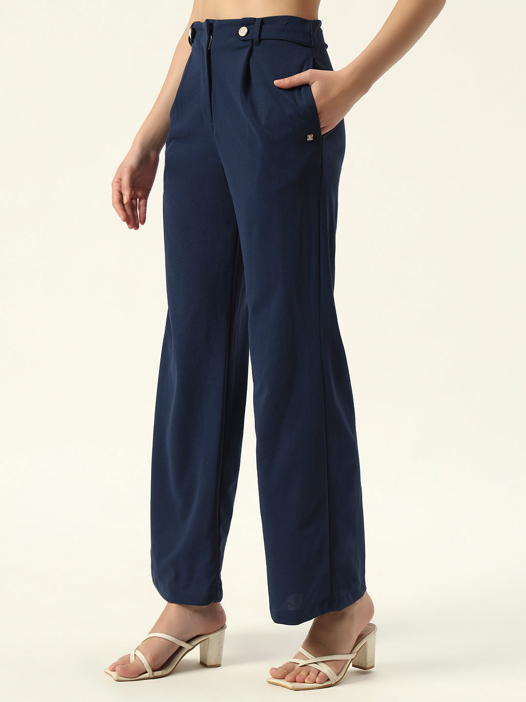 Chic Comfort: Wide-Leg Elegance by Beatnik Navy Blue Trouser