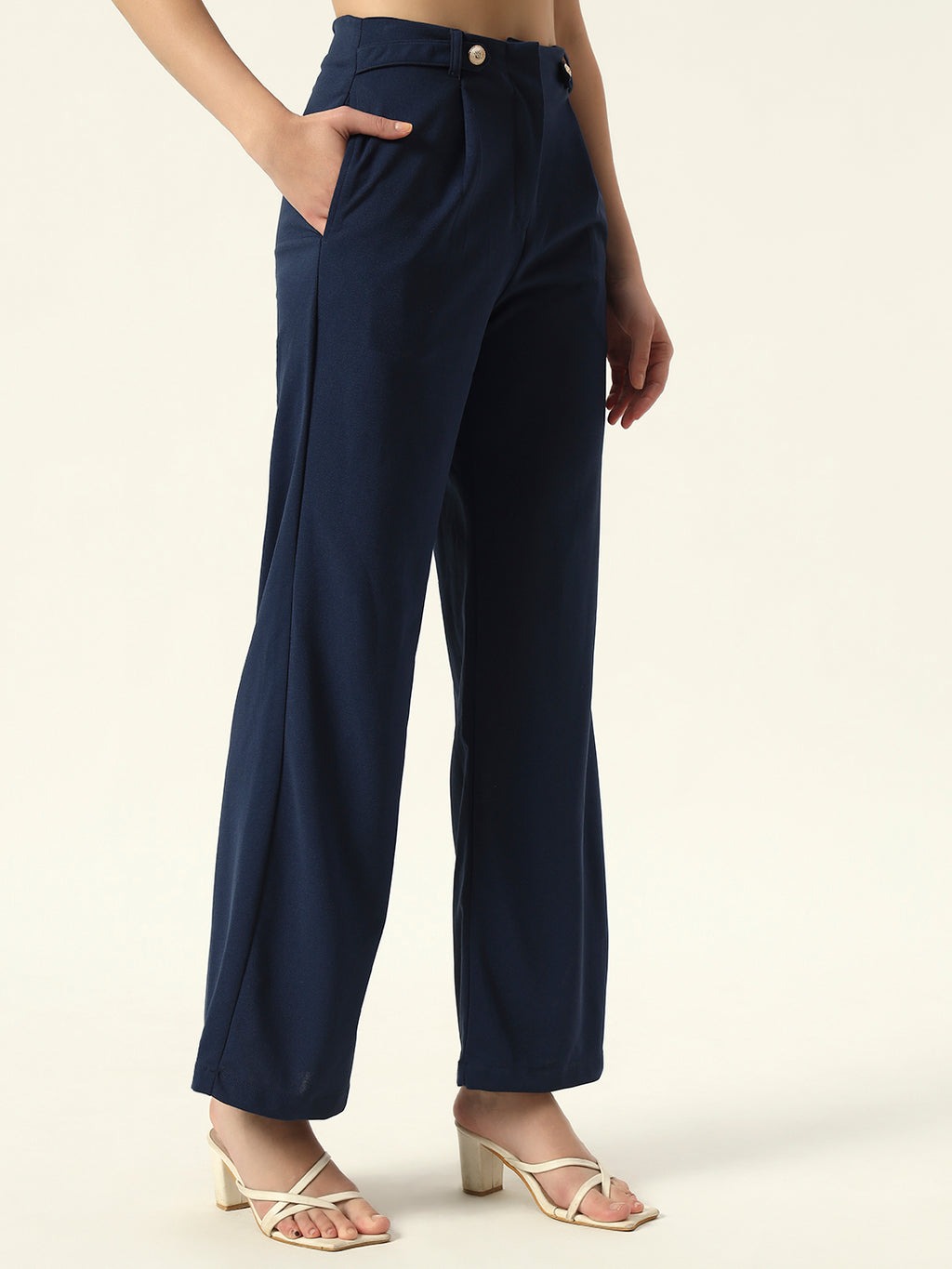 Chic Comfort: Wide-Leg Elegance by Beatnik Navy Blue Trouser