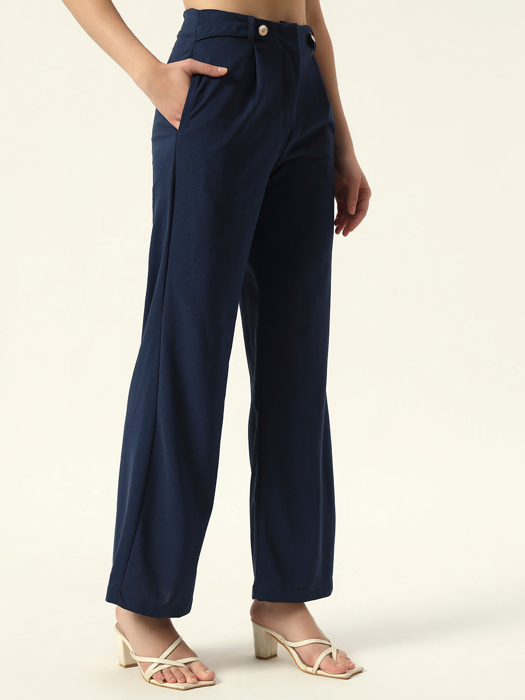 Chic Comfort: Wide-Leg Elegance by Beatnik Navy Blue Trouser