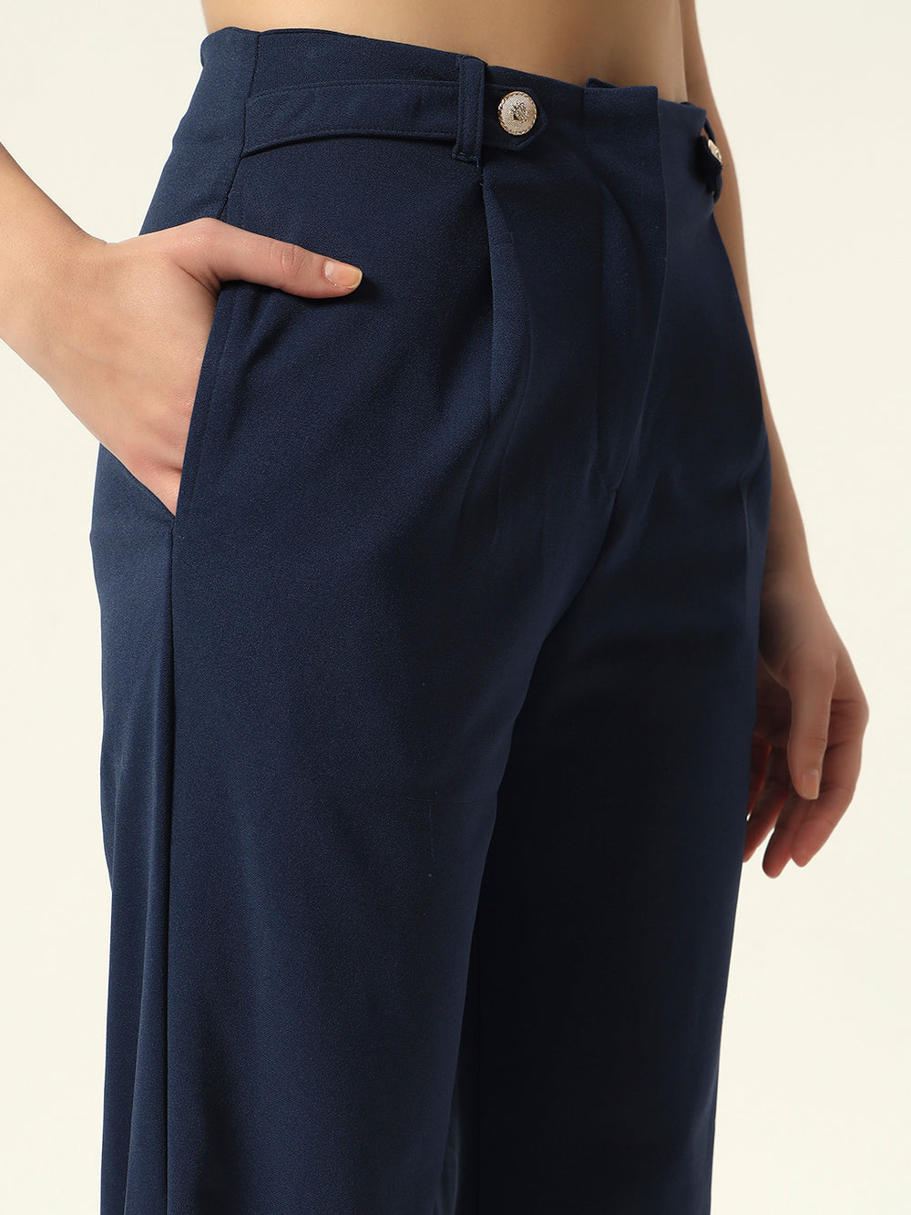 Chic Comfort: Wide-Leg Elegance by Beatnik Navy Blue Trouser