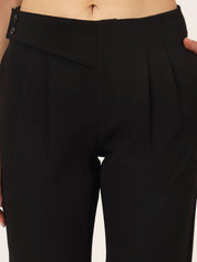 Beatnik Pleated Ankle Length Solid Womens Trousers Beatnik India