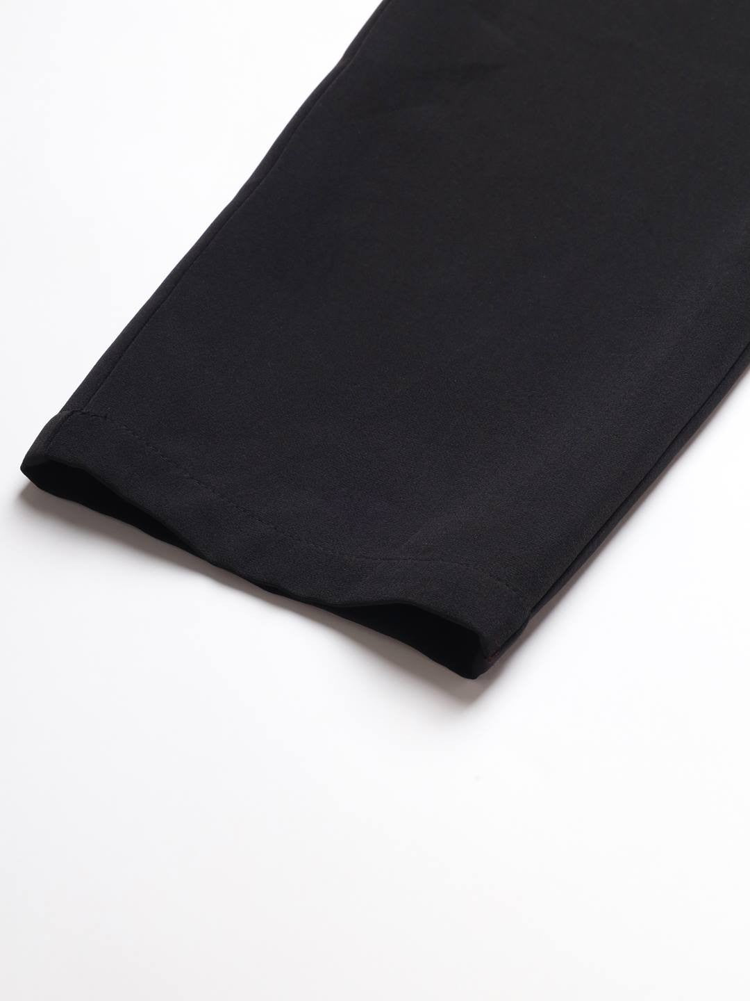 Beatnik Pleated Ankle Length Solid Womens Trousers Beatnik India