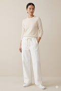 Beatnik Women White Denim High-Rise Loose Fit Casual Full Length Cargo Trousers