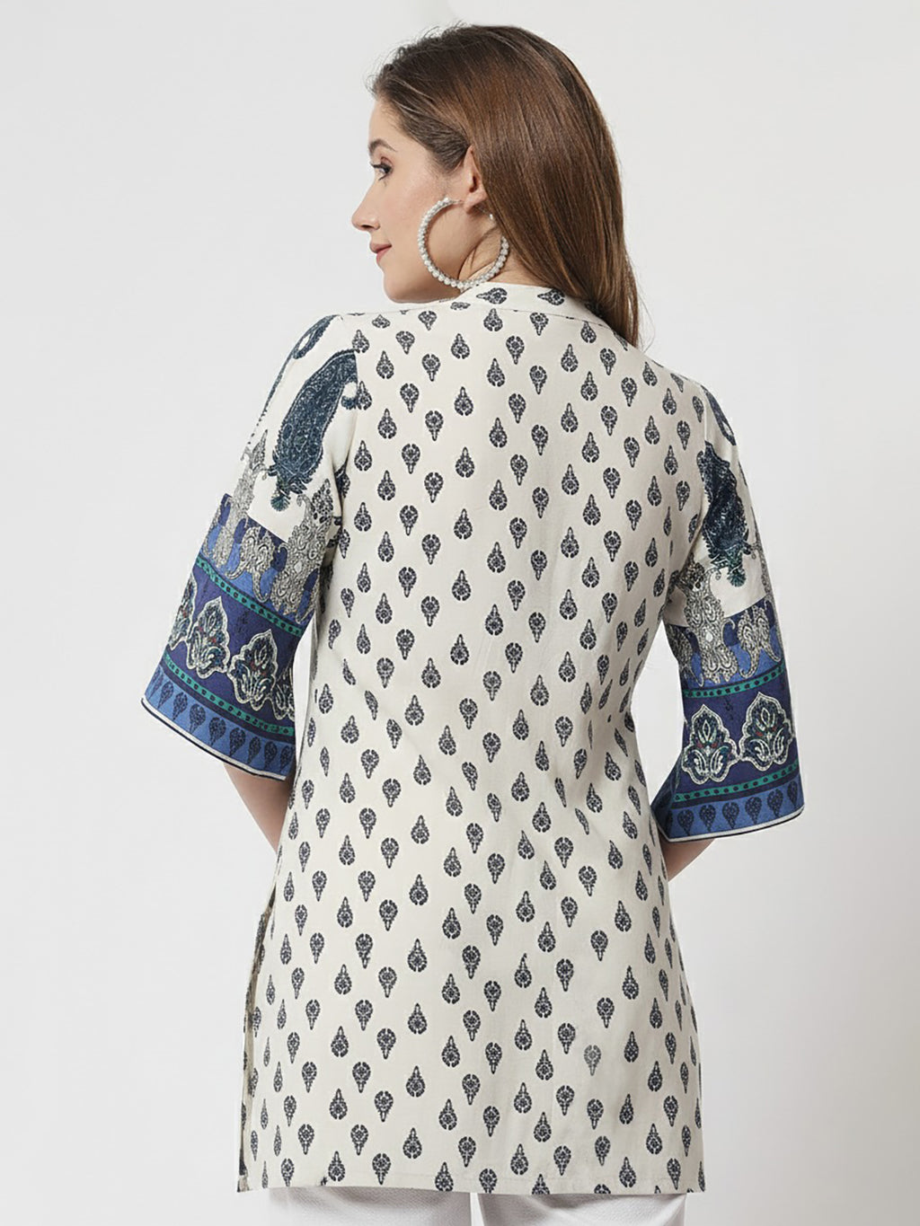 Beatnik Printed Casual Wear 3/4th Sleeve Short Kurti