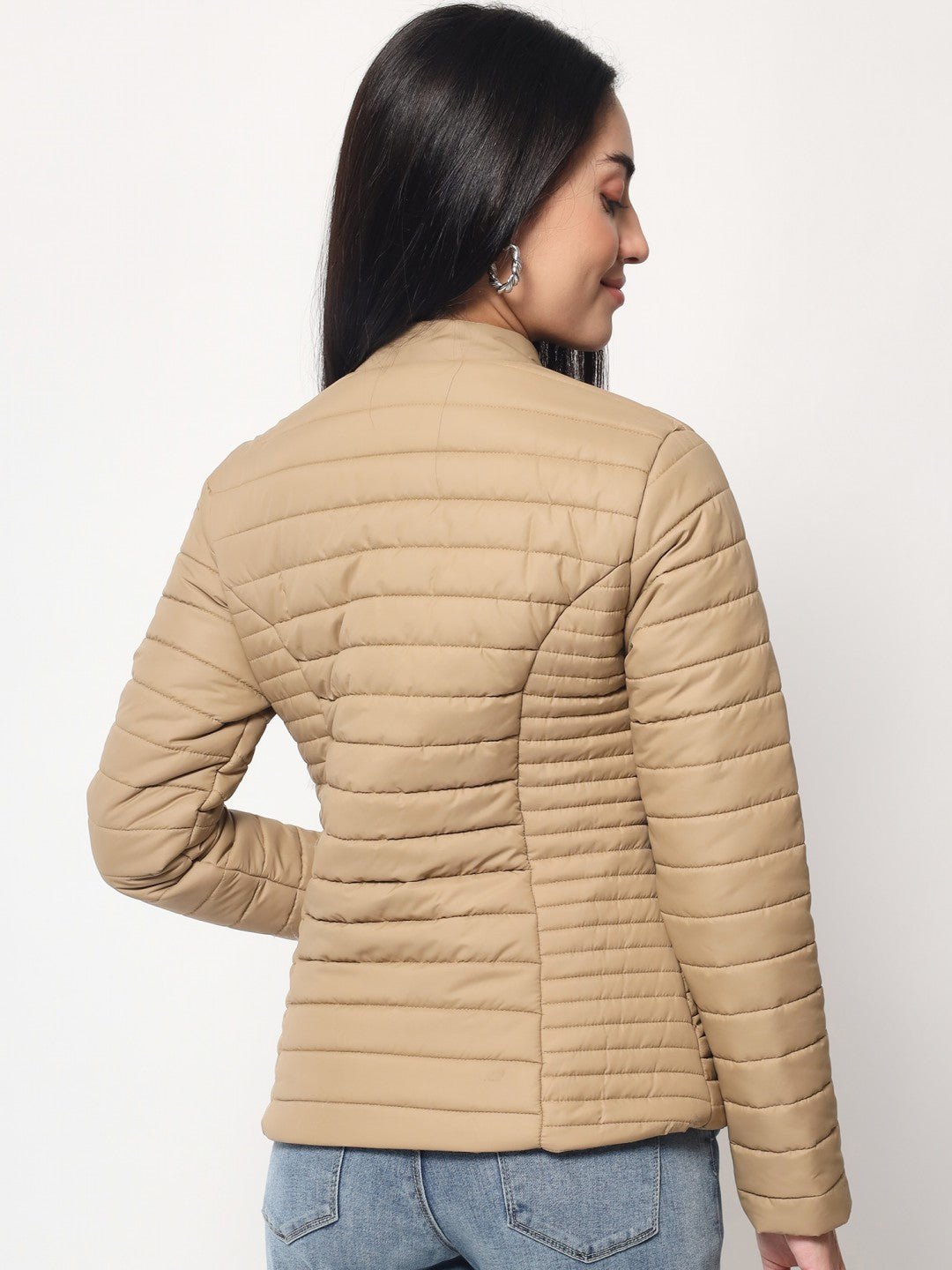 Beatnik Casual Wear Stand Collar Full Sleeve Quilted Jacket