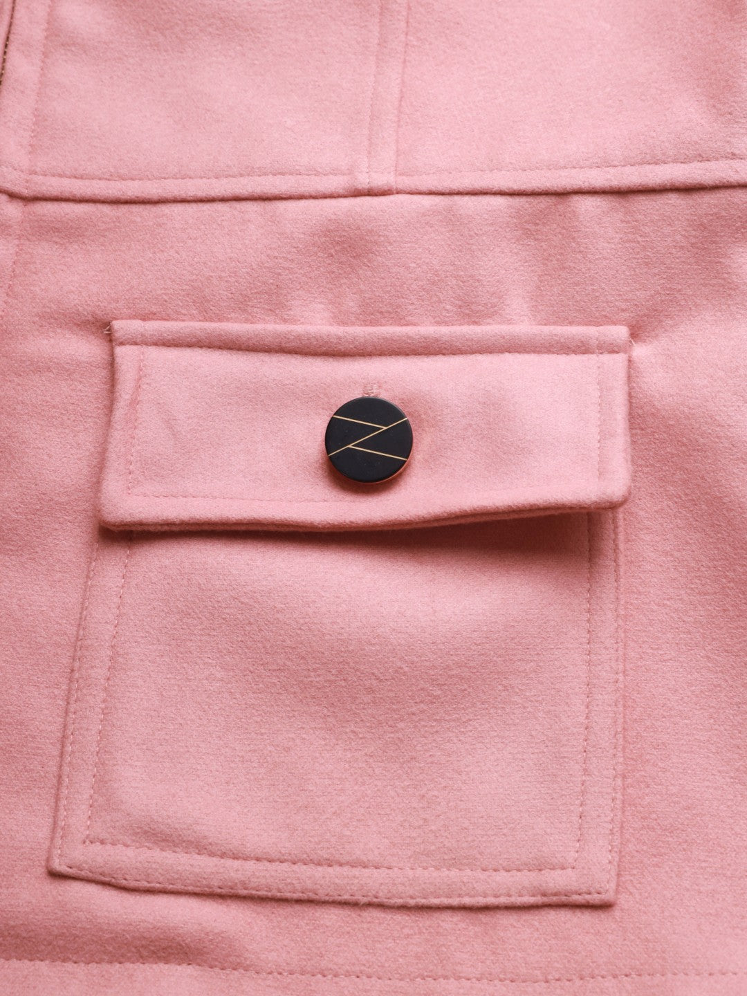Beatnik Party Wear Stand Collar Full Cuffed Sleeves Front Open Pink Jacket