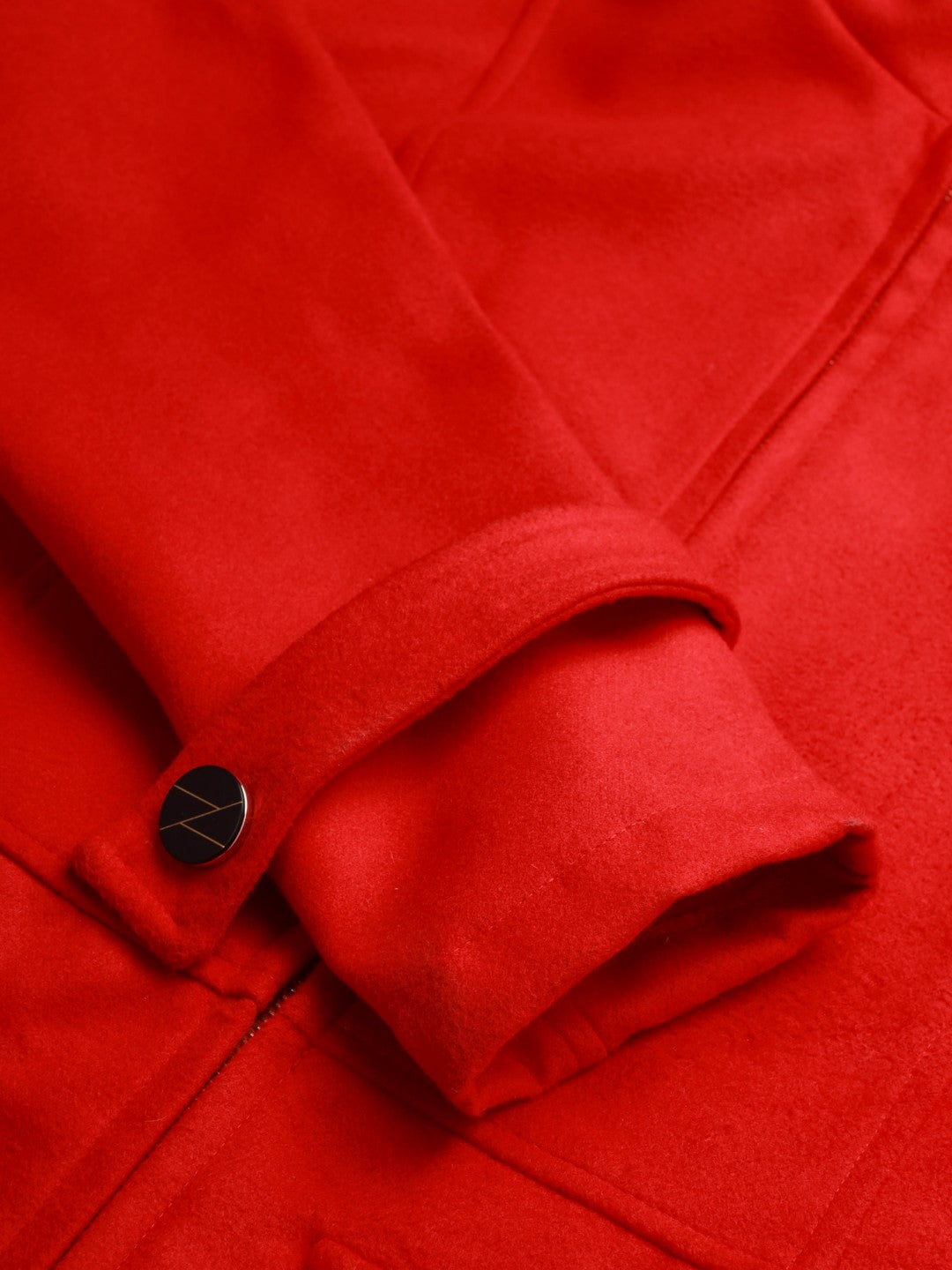 Beatnik Party Wear Stand Collar Full Cuffed Sleeves Front Open Red Jacket
