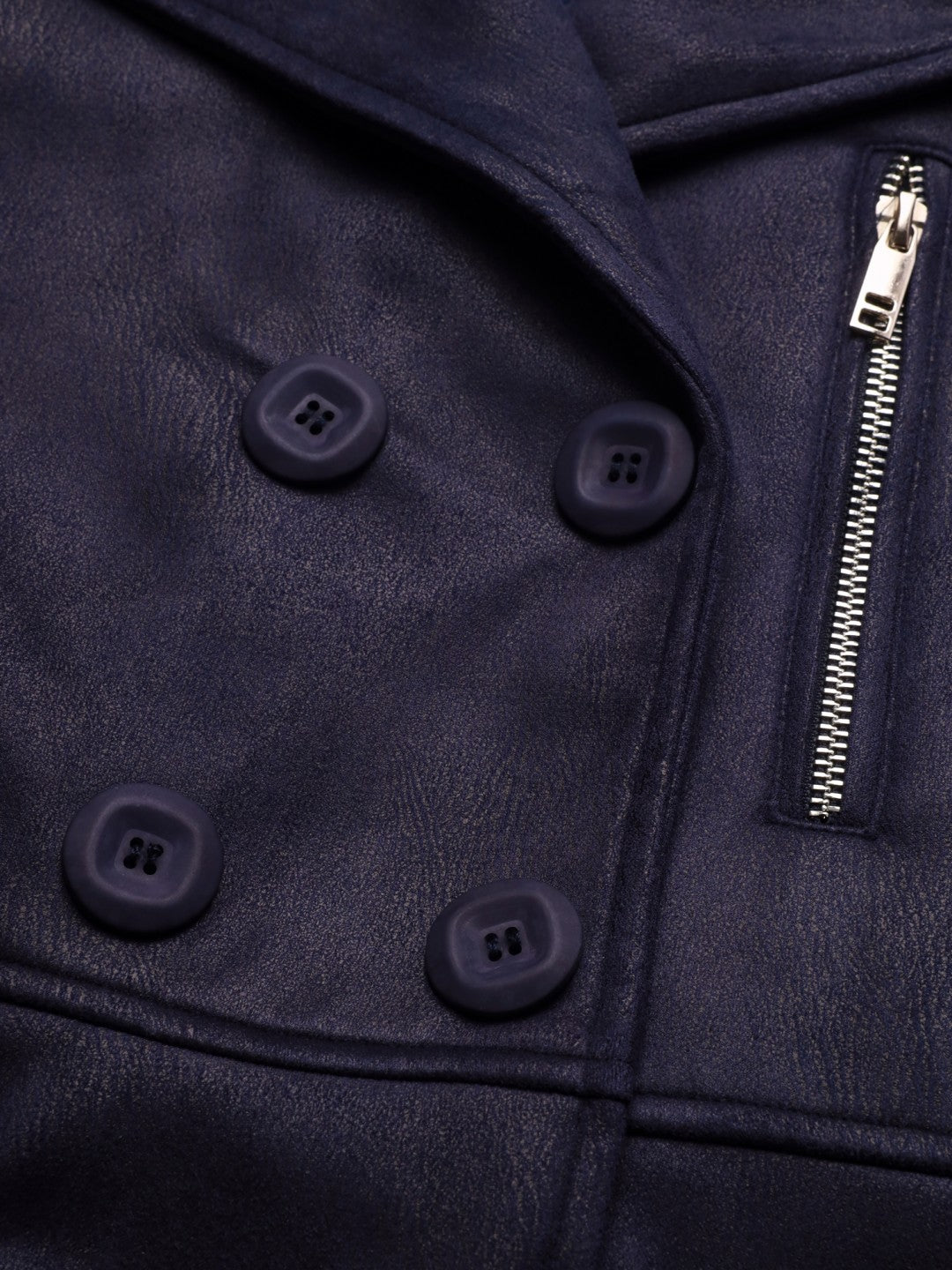 Beatnik Casual Wear Stand Collar Full Sleeve Valvet Front Open Blue Jacket