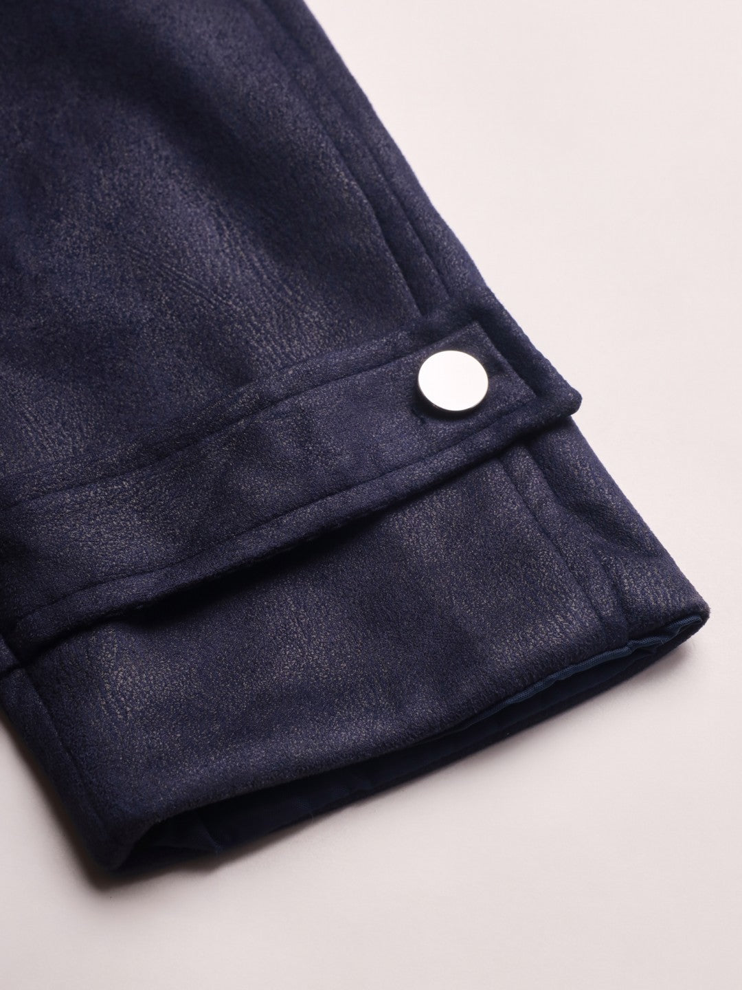 Beatnik Casual Wear Stand Collar Full Sleeve Valvet Front Open Blue Jacket
