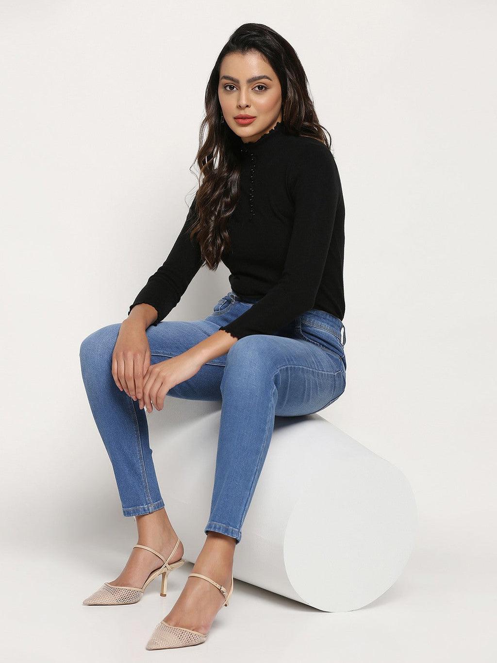 Beatnik Denim Blue Full Length Slim Fit Mid-Rise Casual Wear Denim Jeans