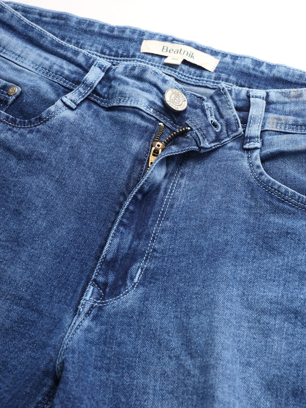 Beatnik Solid Casual Wear Stretchable High-Rise Blue Denim Ankle Length Slim Fit Jeans