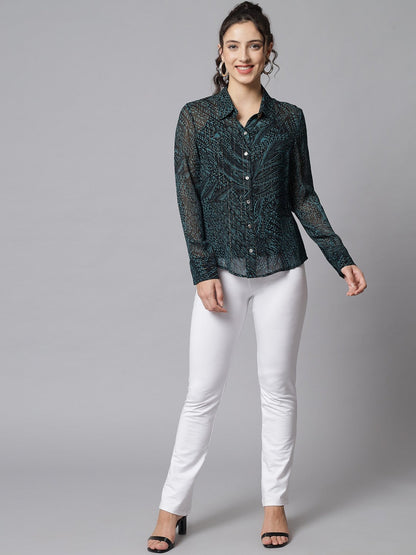 Beatnik Geometric Print Western Shirt