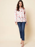 Beatnik Satin Printed Coral Women Western Shirt