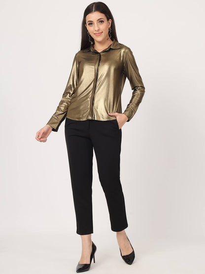 BeatnikParty wear Full Sleeve Gold Women Shirt