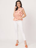Beatnik Cotton Fitted Sleeveless Peach Puff Women Top
