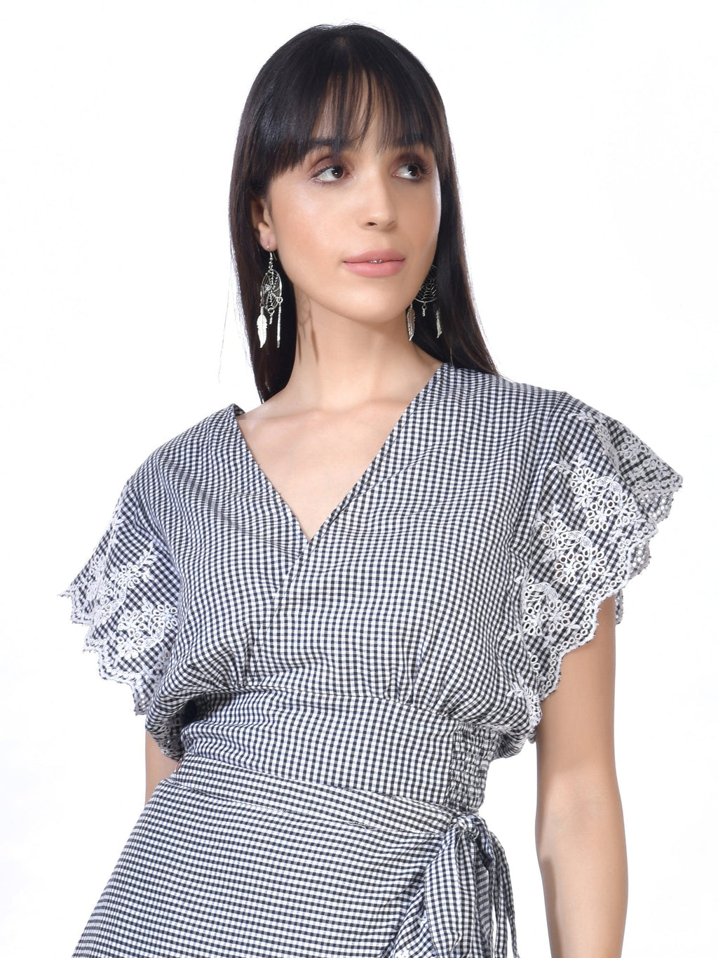 Beatnik Cotton V-neck Black Womens Top