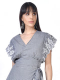 Beatnik Cotton V-neck Black Womens Top